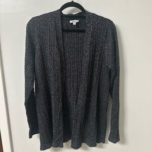 Kim Rogers Cardigan Stretchy Sparkle Black and Silver Metallic Sz. M